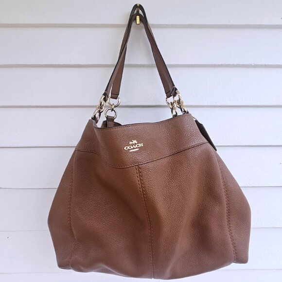 COACH LEXY bag L1657-F57545 pebbled leather SADDLE BROWN excellent - Picture 1 of 4
